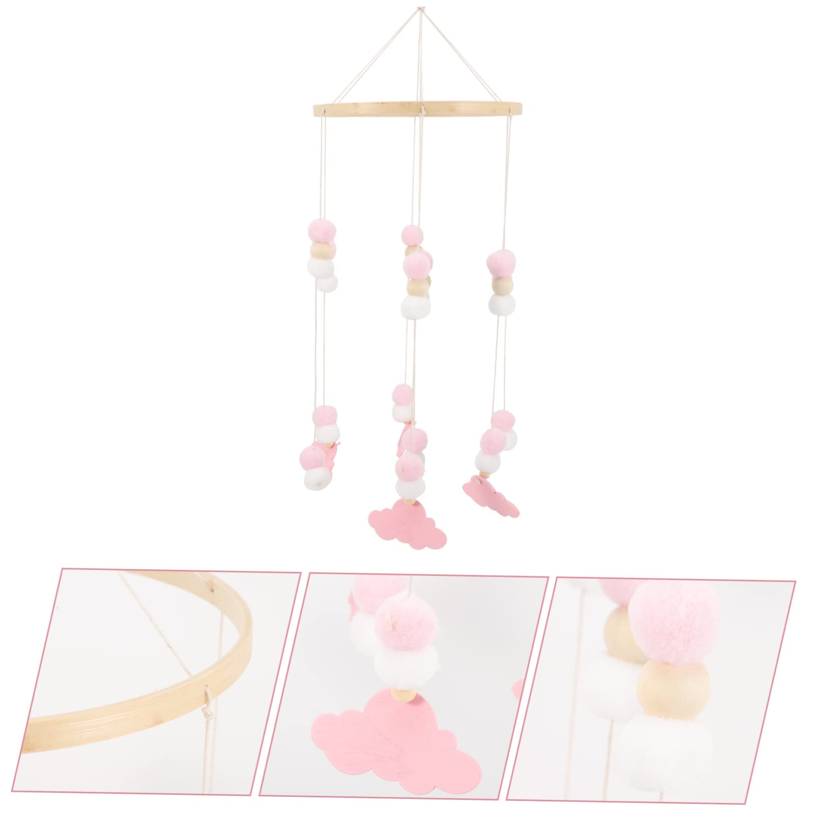BESTonZON 4piezas Móvil De Con Adornos De Fieltro y Perlas De Madera Campanilla Para Habitación Infantil Decoración De y Cochecito Para Bebés Diseño De y Estrellas