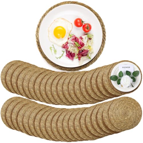 Image of Colingmill 40 Sets 11 Inch Round Woven Placemats Bulk Farmhouse Boho