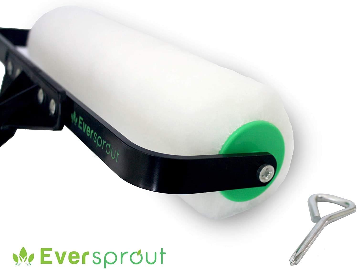 EVERSPROUT Paint Roller | Extra Wide 12-inch Roller Frame, 3/8'' Poly-Wool Paint Roller Cover for Indoor/Outdoor | Works w/All Paint Types | 9-Inch Twist-On Handle - - 