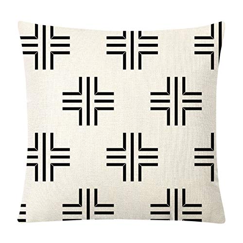 Aoomzoon Pillow Covers 18x18 Set of 4, Modern Boho Geometric Decorative Throw Pillow Covers, Cotton Linen Home Decor Cushion Cover for Couch Sofa Living Room Outdoor Car (18”x18”, Black)