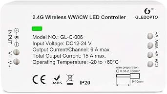 Zigbee Controller Smart WWCW Controller LED Strip Light Controller Work with Amazon Echo Plus for DC12-24V LED Strip Lights Dual White Controller