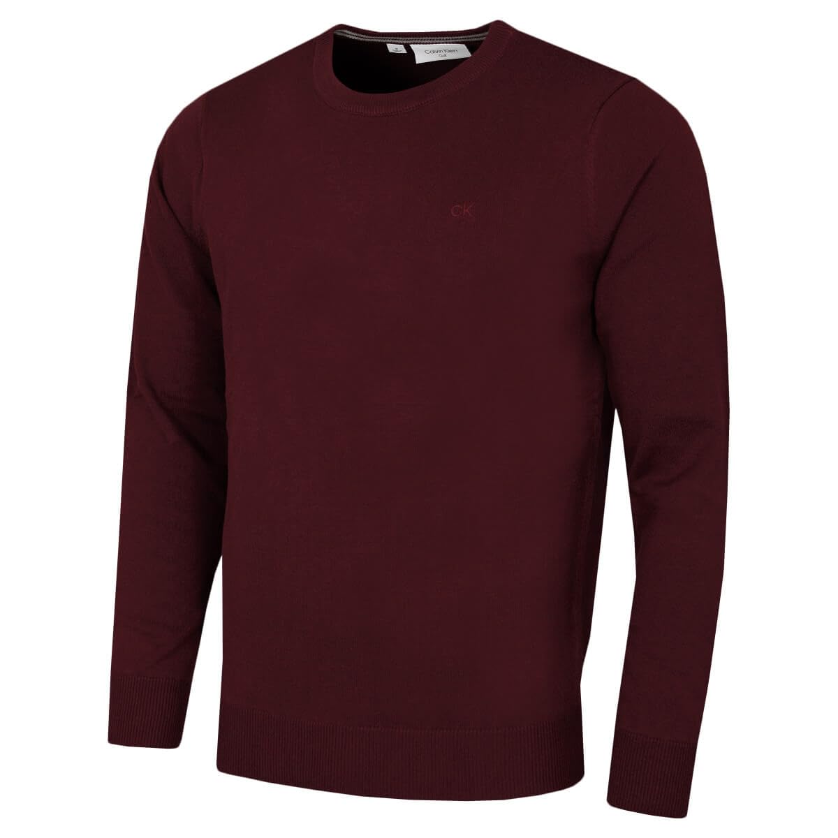 Calvin Klein Mens Crew Neck Cotton Sweater - Port - M