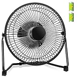 COMLIFE 9 inch Battery Operated & USB Powered Metal Desk Fan, Table Desk Personal Fan Two Speeds Powerful Airflow, Whisper Quite Operation Home Office Car Camping Study