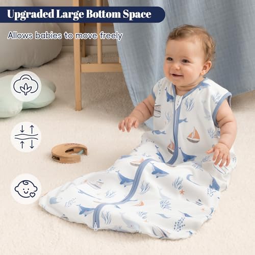 Image of PHF 100% Organic Cotton Baby Sleep Sack 18-24 Months Fish Bubble X-Large