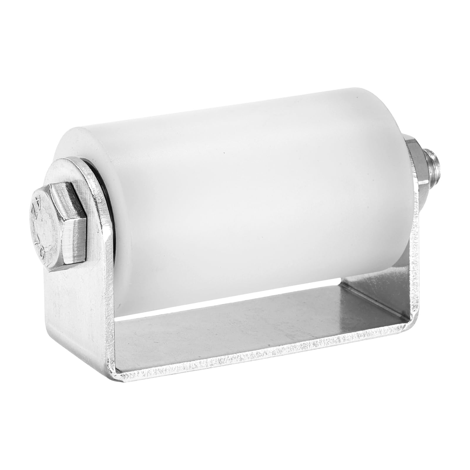 sourcing map Slide Gate Guide Roller, 65mm Nylon Sliding Gate Guider with C Post Welded Bracket, Ball Bearing Side Roller Assembly Screw Tightening for Sliding Door 40mm Dia, White