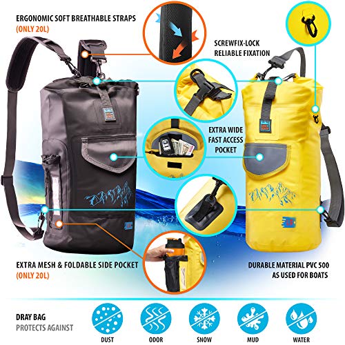 Bolsa seca impermeable para kayak - Mochila flotante para camping - Bolsa para playa, navegación o pesca con bolsillos internos y externos (Negro 10L) miniatura 4