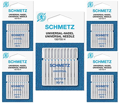 Schmetz Nähmaschinennadeln - Nähnadeln Universell (Universal/Regulär), Größe: 90/14 - Packungen mit 10 Stück - 5 Pakete zum Preis von 4 - Mengenrabatt für Riesensparnis - bis zu 30 Nadeln GRATIS!