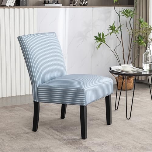 Roundhill Furniture Botticelli Blue Stripe Upholstered Slipper Accent Chair by Roundhill Furniture - Image 2
