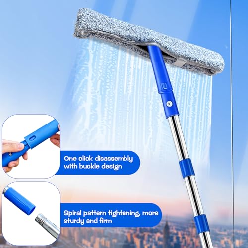 3M Telescopic Window Cleaning Kit - Extendable Squeegee With Pole, Microfiber Scrubber & Accessories For Home, Shower Glass & Car Windows, Professional Window Washer Set - 6