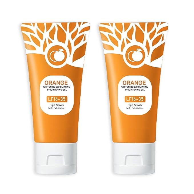 Orange Enzymes Exfoliating Gel, Natural Orange Peeling Gel Face Scrub, Deep Cleansing Moisturizing Facial Exfoliator（2pcs）