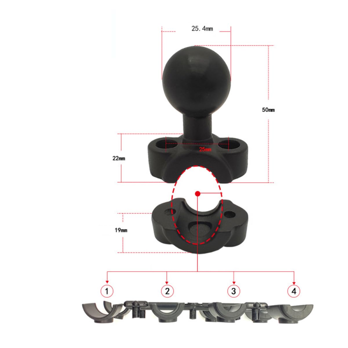 YARNOW 3 Pièces Support De Téléphone pour Rétroviseur Support Multifonctionnel De Rétroviseur De Montage GPS Gingembre Tête Sphérique Scooter