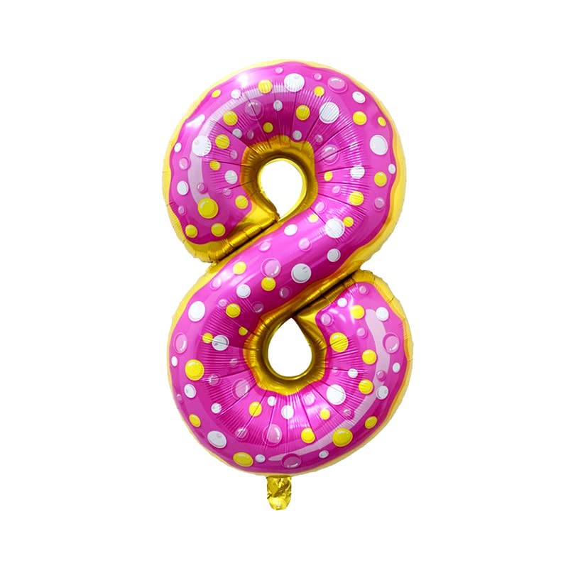Image of Multicolor Donuts Candy 32 Inches 8 Numbers Shape Large Big Foil Helium Balloons For Party Decorations In Happy Birthday Anniversary Office Items Materials Set Pack, Pack Of 1