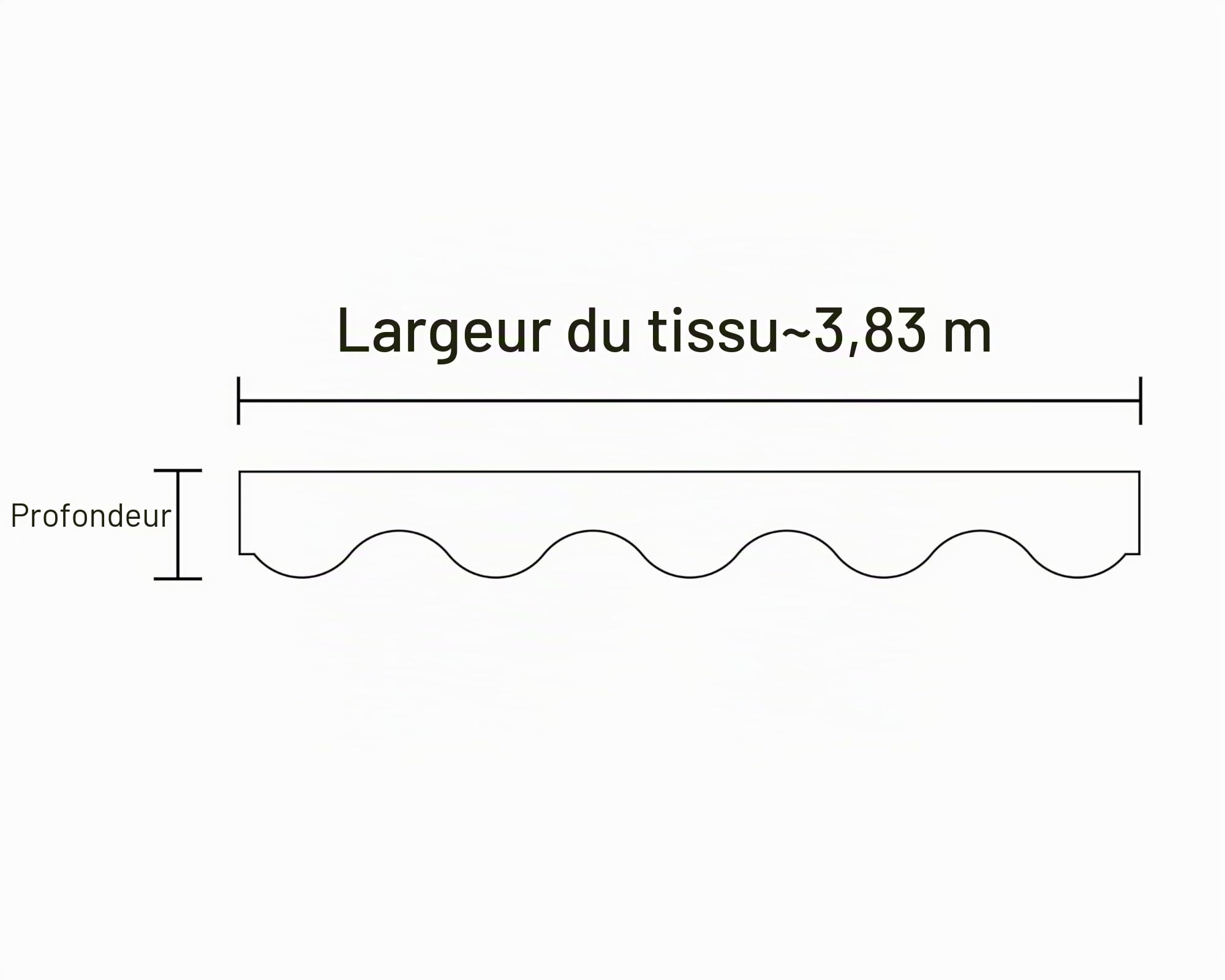 VANA SPD089 Volant de store de 4 m Tissu de rechange pour store banne Protection solaire à volant, seulement cousu, dimensions 3,83 x 0,21 m