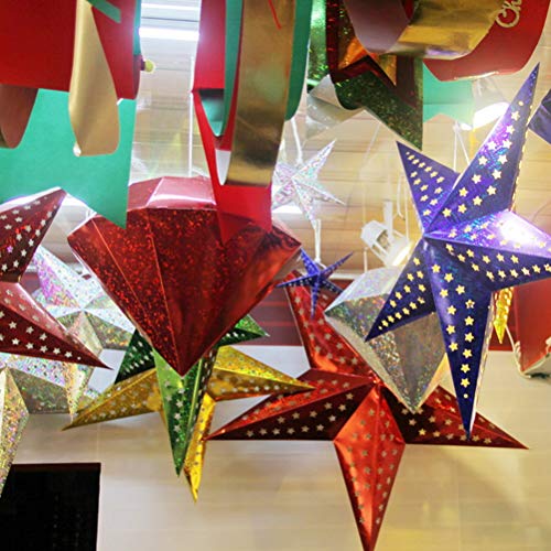 Image of Holibanna Paper Star Lantern Lampshade Hanging Paper Star Lantern Ceiling Twinkle Pentagram Lampshade Christmas Wedding Party Ornament 30CM 5Pcs 3D Paper Star Pentagram Lampshade