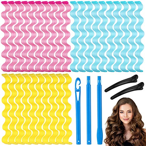 30 Pieces Hair Curlers No Heat Spiral Curls Styling Rollers Kit,Magic Heatless Hair Curlers,Hair Roller with Styling Hooks and 2 Hairpin for Women Extra Long Hair (55cm,22 Inch)