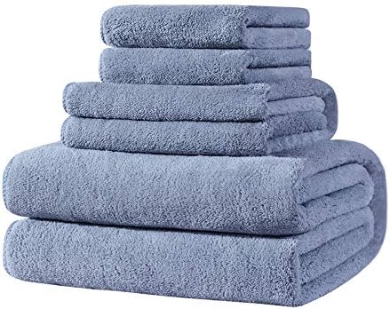 Xinrjojo Fade-Resistant Microfiber Super Soft Plush Highly-Absorbent Microfiber Quick-Dry Towel Sets, 4 Pieces, 1 Bath Towels 1 Hand Towel and 2 Washcloths-Royal Blue