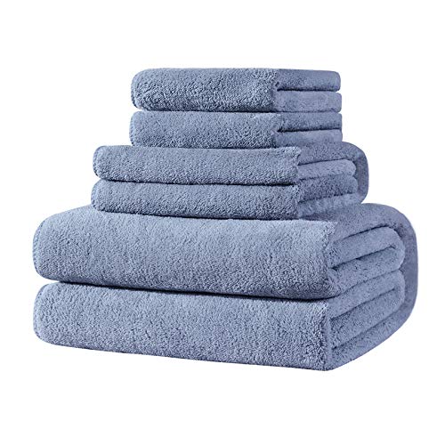 Xinrjojo Fade-Resistant Microfiber Super Soft Plush Highly-Absorbent Microfiber Quick-Dry Towel Sets, 4 Pieces, 1 Bath Towels 1 Hand Towel And 2 Washcloths-Royal Blue #TOP30