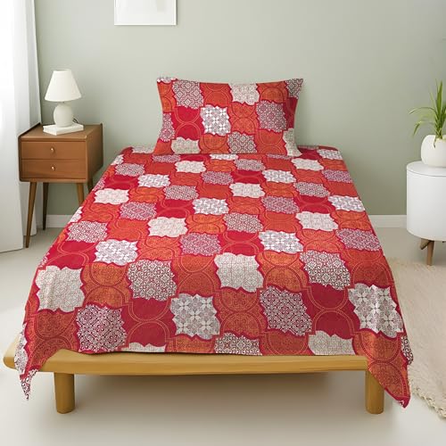 Image of Weave & Decor Cotton Bedsheet for Single Bed 90x60 Inches Soft and Breathable, Includes 1 Pillow Cover 20x30 Inches