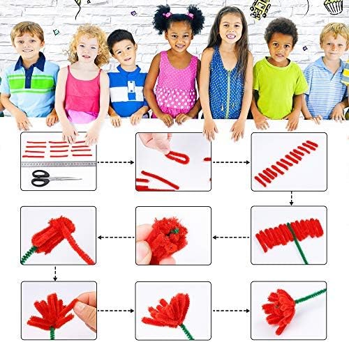 Caydo Art and Craft Kit Supplies Include Pipe Cleaners, Pom Poms, Feather and Felt, Foam Balls for Kids and Toddlers Age 4 5 6 7 8 9