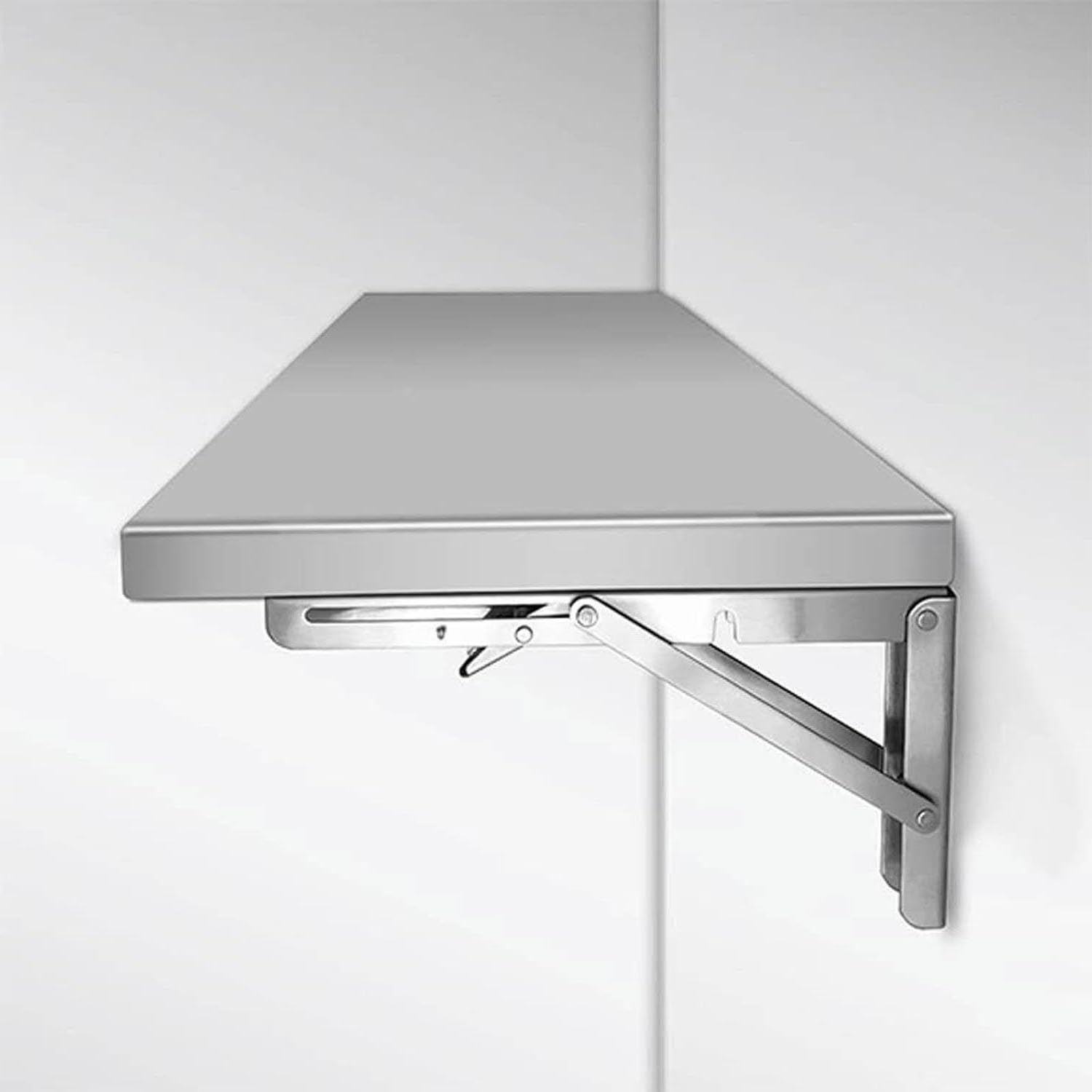 Table murale pliable inox 120x40 cm rabattable avec supports