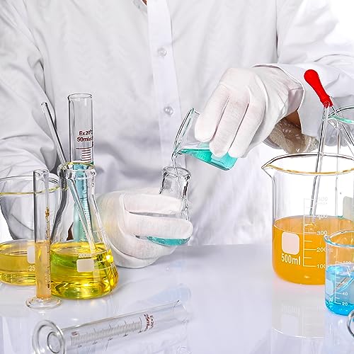 Frienda 10 Pcs 100/250ml Glass Beaker Set, 3.3 Borosilicate Low Form Griffin Lab Glassware Include Graduated Cylinder, Beaker, Dropper, Stirring Rod, Measuring Cups for Lab Chemistry by Frienda - Image 6