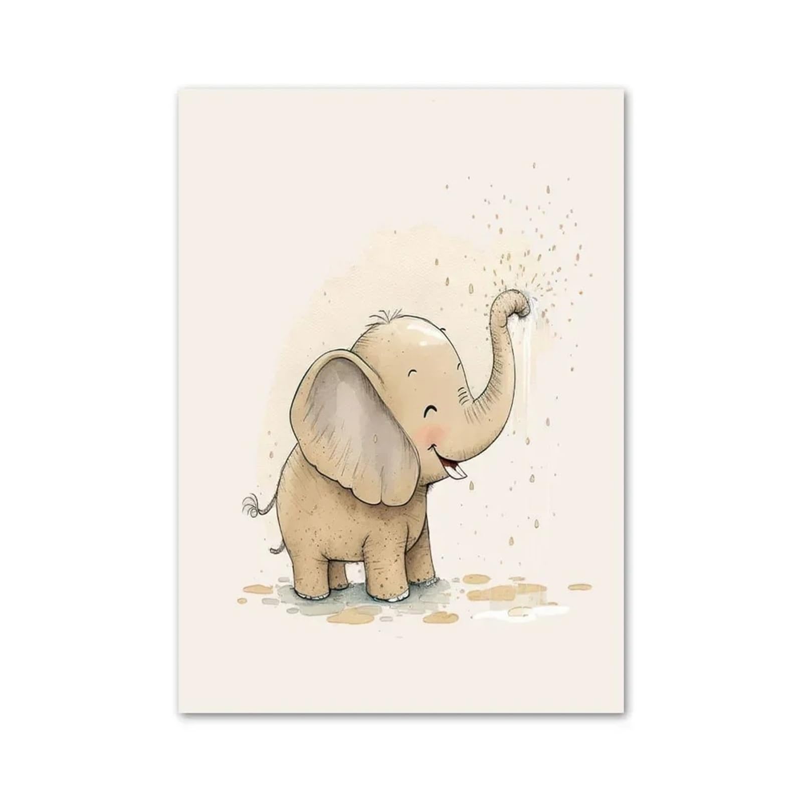 BYAMBD Aesthetic Pictures Smile Lion Sloth Rabbit Tiger Elephant Fox Dog Wall Art Canvas Posters Cute Animals Prints Nursery Home