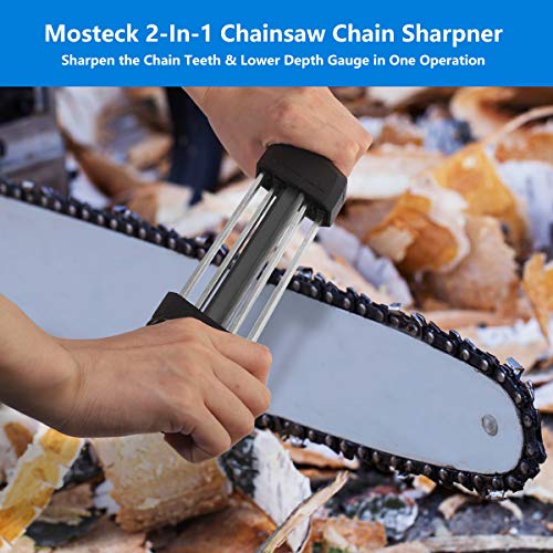 Mosteck Chainsaw Sharpener, 2 in 1 Easy File Chain Saw Blade Sharpener, Chain Sharp Filing Guide, Chainsaw Sharpening Kit - Use on .325 Chainsaw Chains