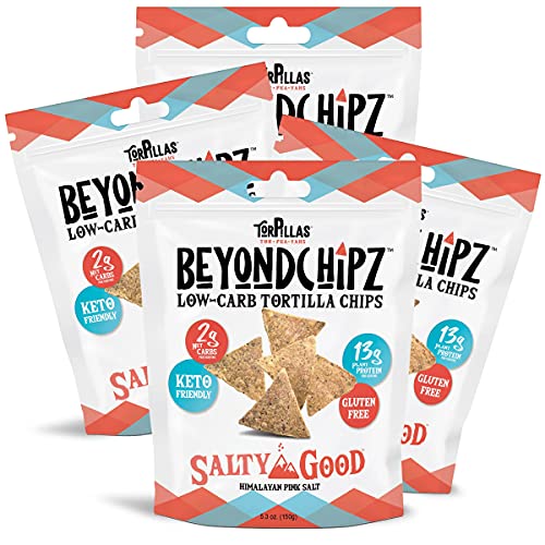 Beyondchipz Low Carb Tortilla Chips, Salty Good, Keto Friendly, Gluten Free, 5.3Oz Bag, Pack Of 4 #TOP1