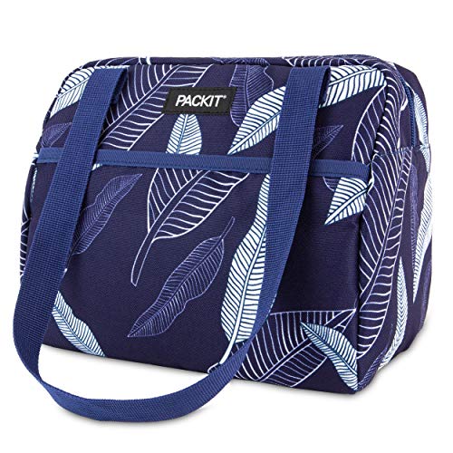 PackIt PKO-LH-NAL Freezable Hampton Lunch Bag, Navy Leaves