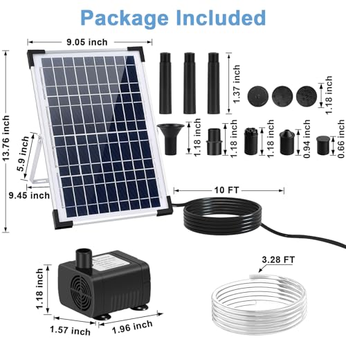 Solar Fountain Pump 12W Solar Water Fountain With 3 Spray Nozzle Solar Powered Water Pump 132 GPH Solar Pond Pump for Outdoor Garden Water Features