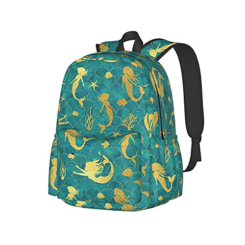 Sac à dos turquoise à écailles de sirène avec grand compartiment ordinateur
