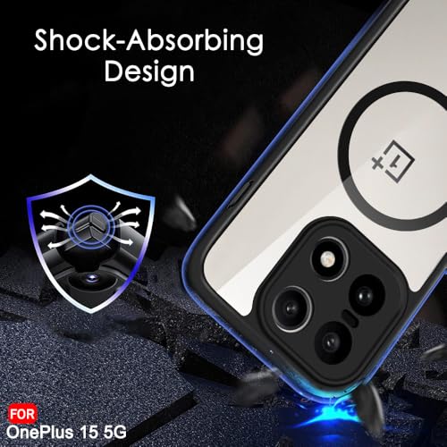 Image of TheGiftKart Hybrid Shockproof Back Cover Case for OnePlus 15 5G Compatible with MagSafe | Hard Back Cover for OnePlus 15 5G (PC & TPU, Transparent Clear Back, Black Sides)