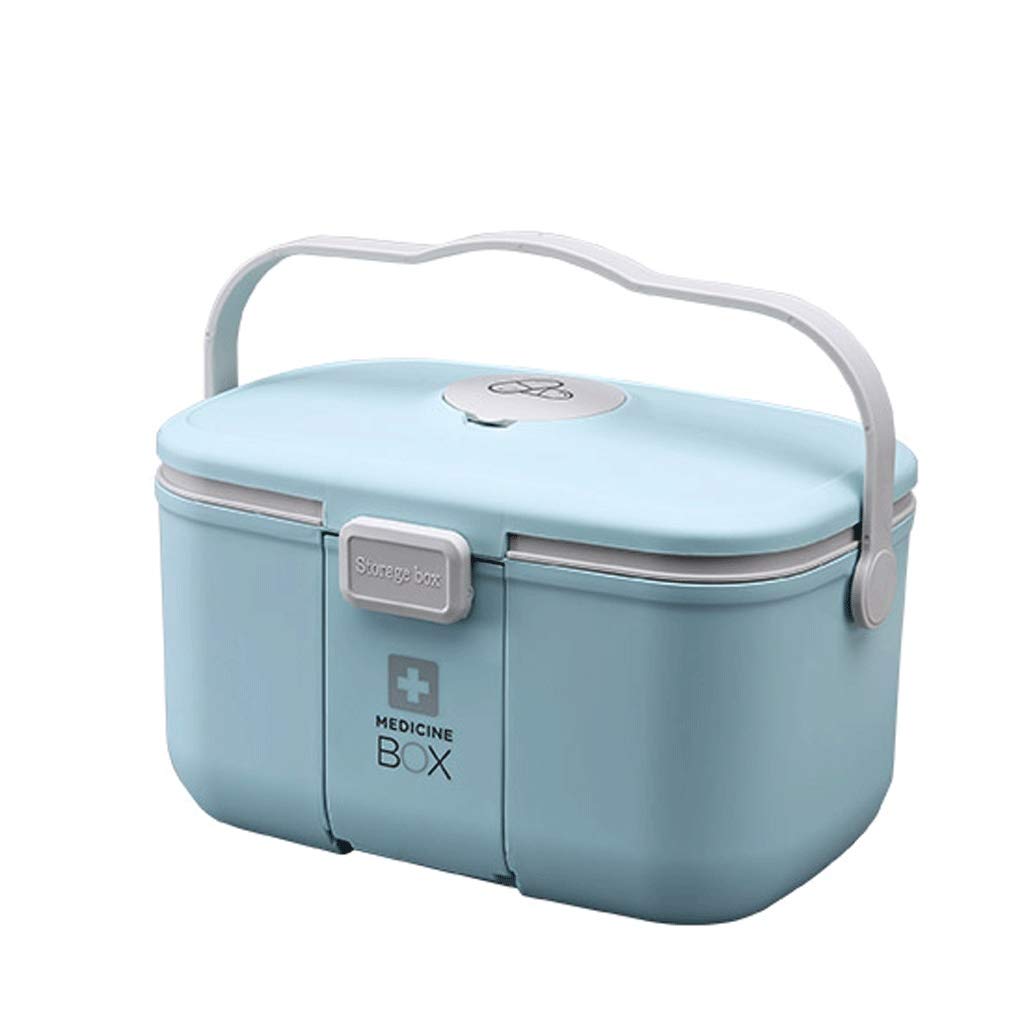 Caja de la medicina familiar XMING portátil contenedor de medicamentos azul