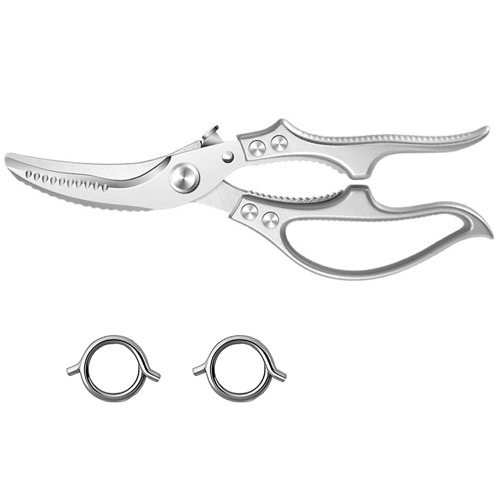 Heavy Duty Nonrust Steel Kitchen Shears, Dishwasher Safe for Meat Seafood Vegetables, Ergonomic Grip Left/Right Hand Ergonomic Nonslip Kitchen Shears