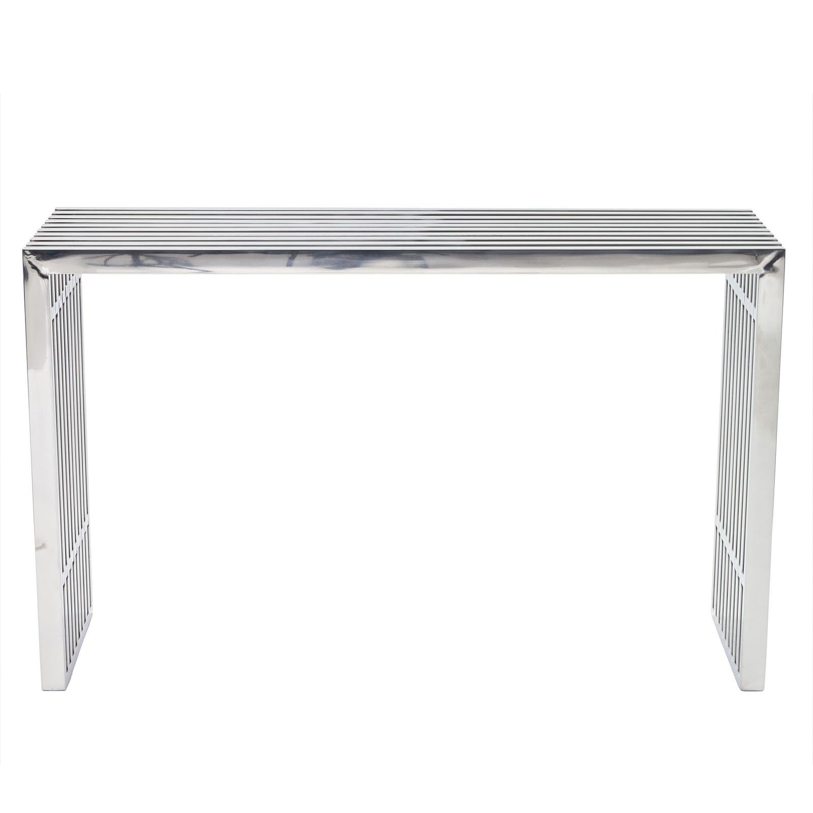 Hawthorne Collections Metal Console Table, 46.5" W x 15" D x 29" H, Stainless Steel Construction, Silver Finish, Modern Design, Sleek Indoor Table for