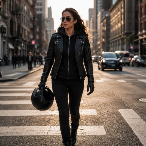 Image of Milwaukee Leather Women's Premium Leather Motorcycle Riding Jacket With Removable Hoodie Liner