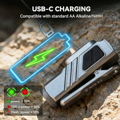 Image of sofirn ST10 EDC Clip-ON Flashlight Rechargeable with Red Light, 1000 Lumens Bright IPX6 Multi-Mode Magnetic Small Pocket Light with for Signaling, Cycling, Camping, Emergency