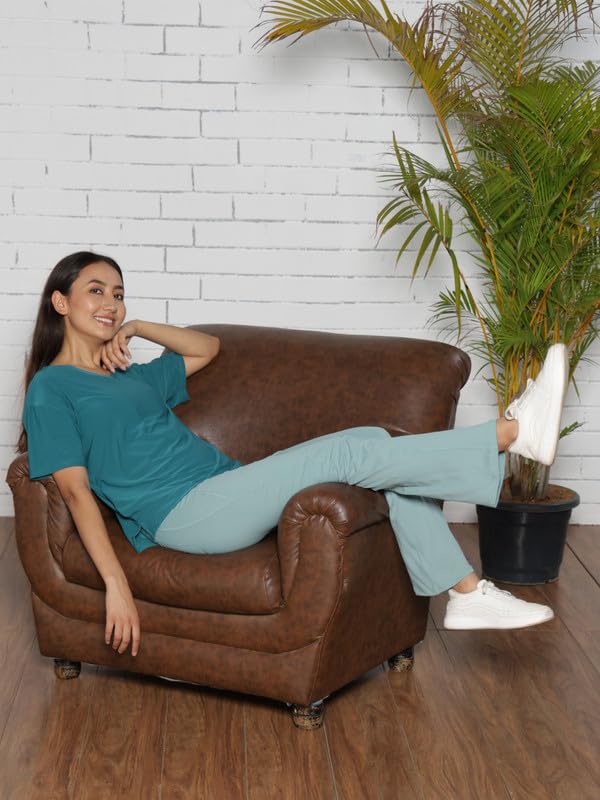 Image of BlissClub Ultimate Flare Pants for Women Upto 5'4 ft | Ribbed Waistband, 4 Pockets | High Waist Trousers and Formal Pants for Office wear