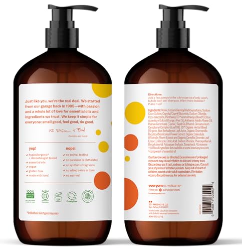 Image of Everyone 3-in-1 Kids Soap, Body Wash, Bubble Bath, Shampoo, 32 Ounce (Pack of 2), Orange Squeeze, made with Essential Oils for Toddlers, tweens and teens