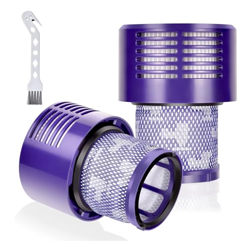 EFOTIML 2 Pack Vacuum Filter Replacements for Dyson V10 Cyclone Series, V10 Animal, V10 Absolute, V10 Total Clean, SV12, dyson replacement filters Part No. 969082-01(2 Pack Filters and 1 Clean Brush)