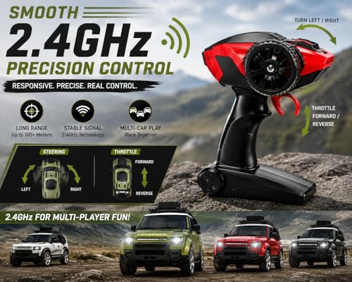 Image of Remote Control Sports Car & Off-Road SUV Toy for Kids, High Speed RC Racing with Wireless Remote, Realistic Lights & Premium Design Gift for Boys Girls (1:12 RC Defender)