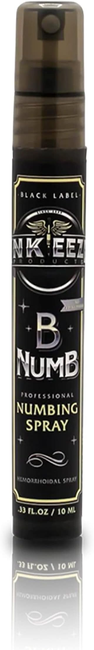 INK-EEZE B Numb Numbing Tattoo Spray, Black Label, Vegan, 5% Lidocaine, Made in USA, .33oz Spray