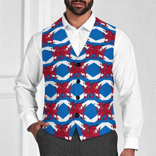 Union of Scotland And Wales Suit Vest for Men Slim Fit Sleeveless Jacket V Neck Business Waistcoat Button Up Dressy Top4
