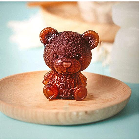 3D Ice Cube Maker Little Teddy Bear Shape Chocolate Cake Mould Tray Ice Cream DIY Tool Whiskey Wine Cocktail Silicone Mold-Small - 2 Pices