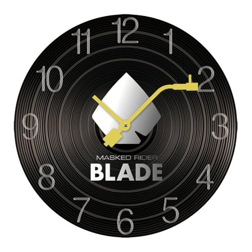 掛け時計 木製レコード 仮面ライダーブレイド ウォールクロック かけ時計 置き時計 インテリア おしゃれ 電池式 飾り 木製 連続秒針 北欧 無音 壁掛け 個性的 大数字 音楽愛好家 直径30cm ギフト