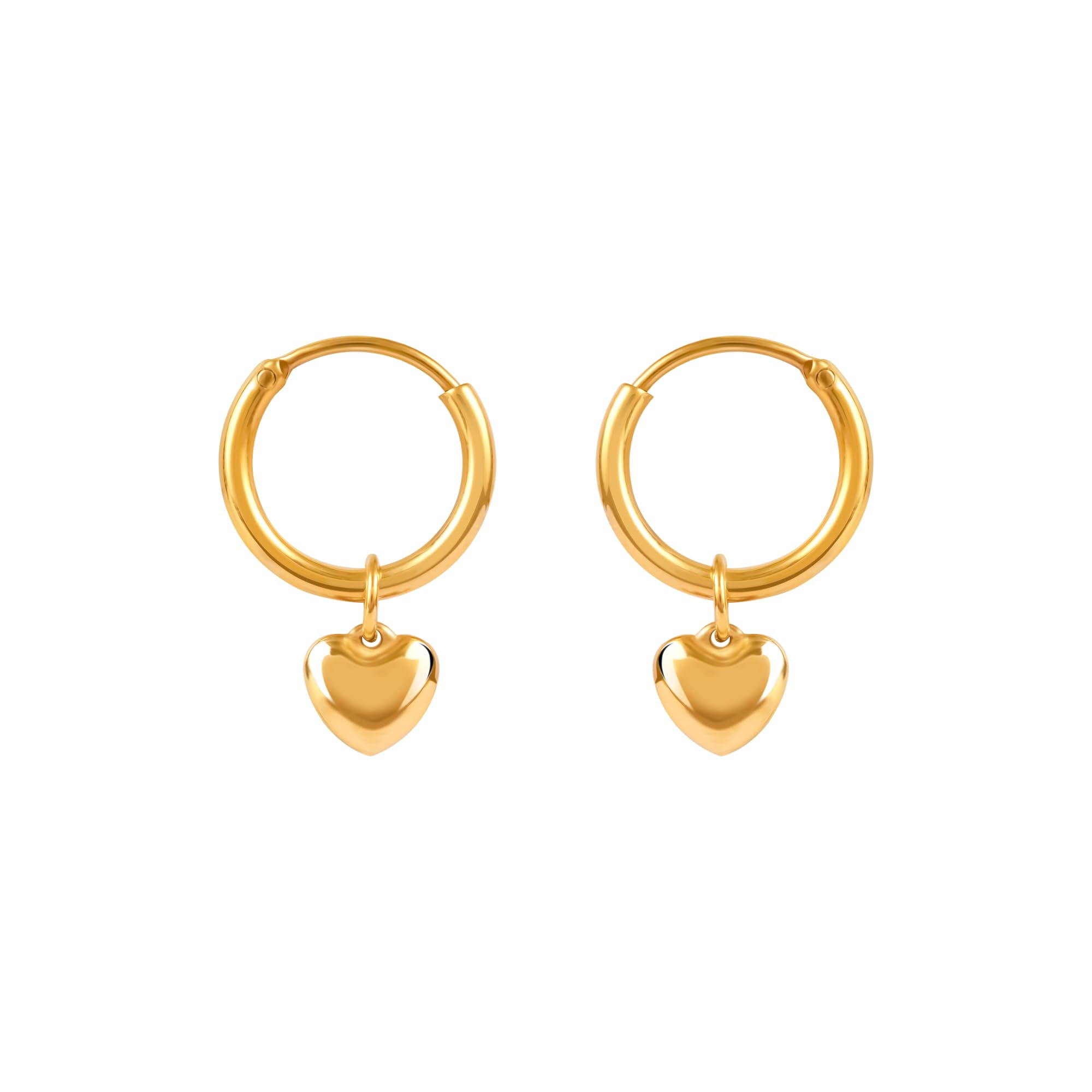 Golden Embrace – 18K Gold Plated Heart Drop Huggie Earrings for Womens | Waterproof and Anti Tarnish Demifine Jewelry | Gifts for Women & Girls | 1 Year Warranty*-image-30