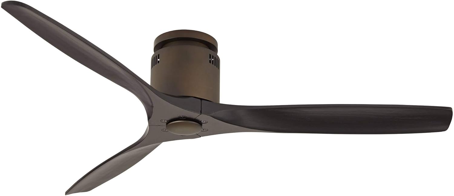 Casa Vieja 52" Windspun Rustic Farmhouse 3 Blade Indoor Hugger Ceiling Fan with Remote Control Oil Rubbed Bronze Matte Black Wood for Living Kitchen House Bedroom Family Dining Room Office