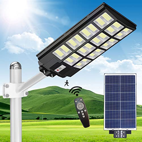 Kweetle 1000W Led Solar Street Light Outdoor, 80000LM IP66 Waterproof Solar Outdoor Lights Motion Sensor with Remote Control, Dusk to Dawn Solar Street Light for Garden Yard Parking Lot.