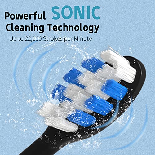 Perect Sonic Electric Toothbrush For Adults, Rechargeable Sonic Electric Toothbrush With 8 Brush Heads, 1 Charge For 90 Days,Ipx7 Waterproof 5 Modes 3 Intensities, Smart Timer, Black #TOP4