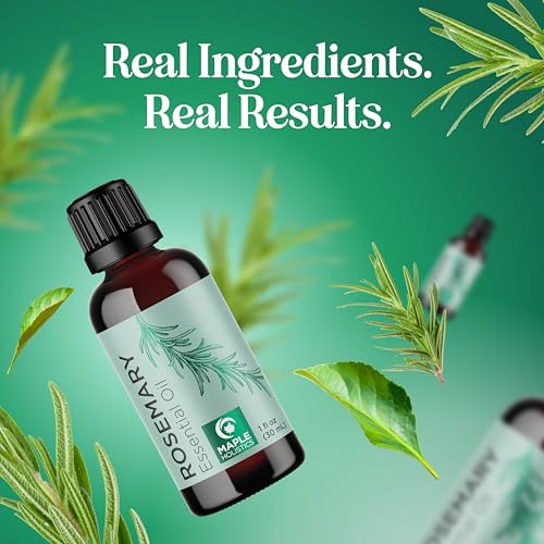 Image of Pure Rosemary Oil for Hair Skin and Nails - 100% Pure Undiluted Rosemary Essential Oil with Dropper for Topical Uses Aromatherapy Diffusing and Home and Beauty DIYs - Vegan and Cruelty Free (1 Fl Oz)